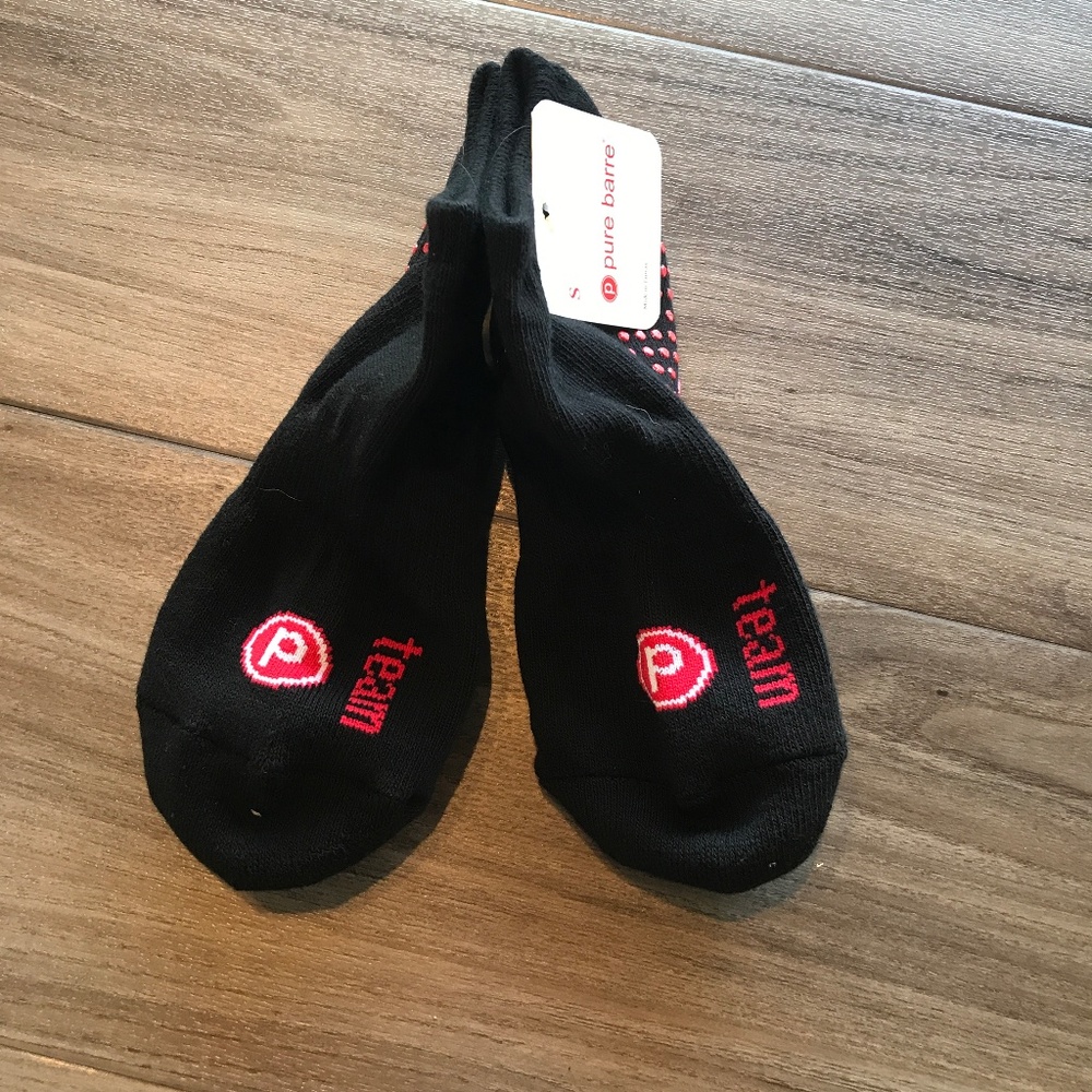 Pure Barre Black and Pink Socks